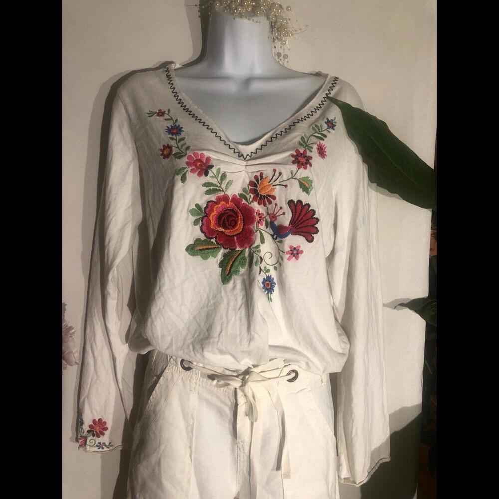 White stag Embroidered white shirt large - Picture 1 of 6